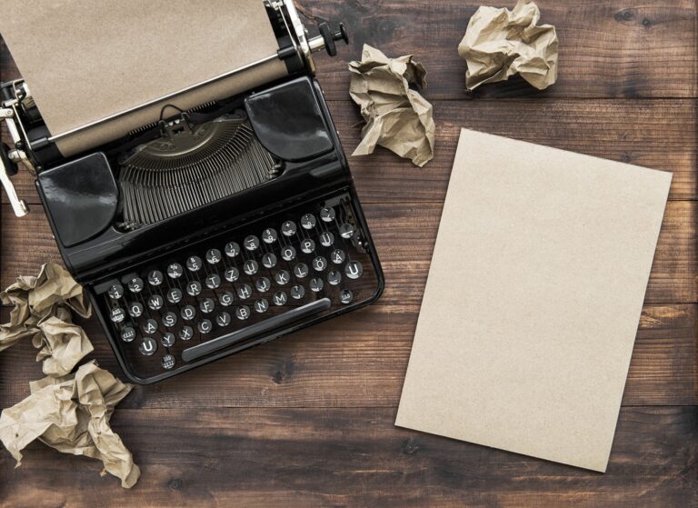 Antique typewriter paper notebook Creativity concept